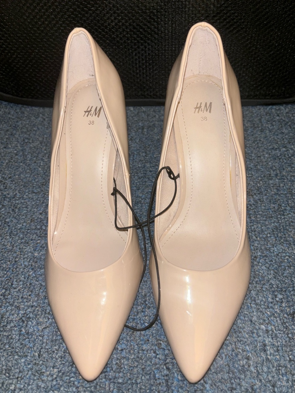 2/$25 H&M Nude Patent Pointed-Toe Heels Size 38